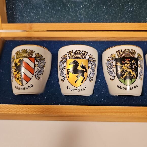 Antique Collectible German Shot Glasses with strage box, Rare Find - Picture 3 of 11